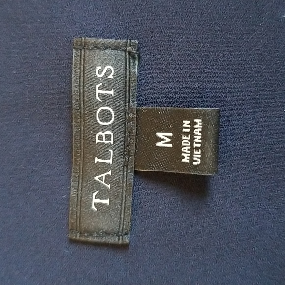 Talbots navy crepe button up blouse - Picture 7 of 10